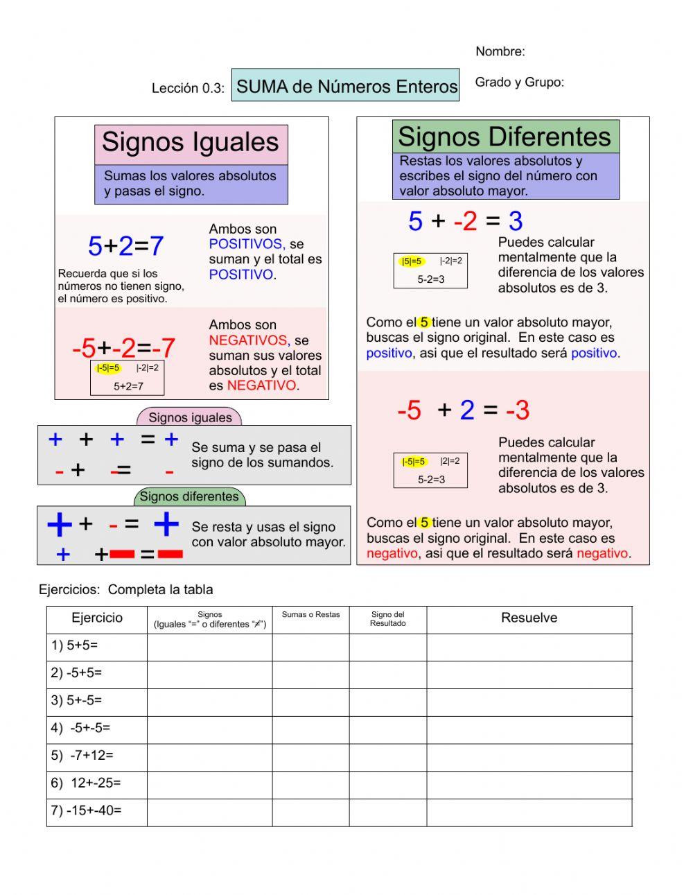 Suma de números enteros