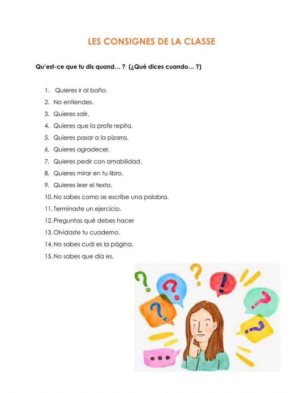 Les consignes de la classe