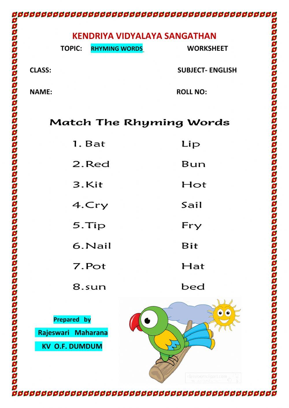 Lacing Rhyming Words Activity at Nursery - MRIS