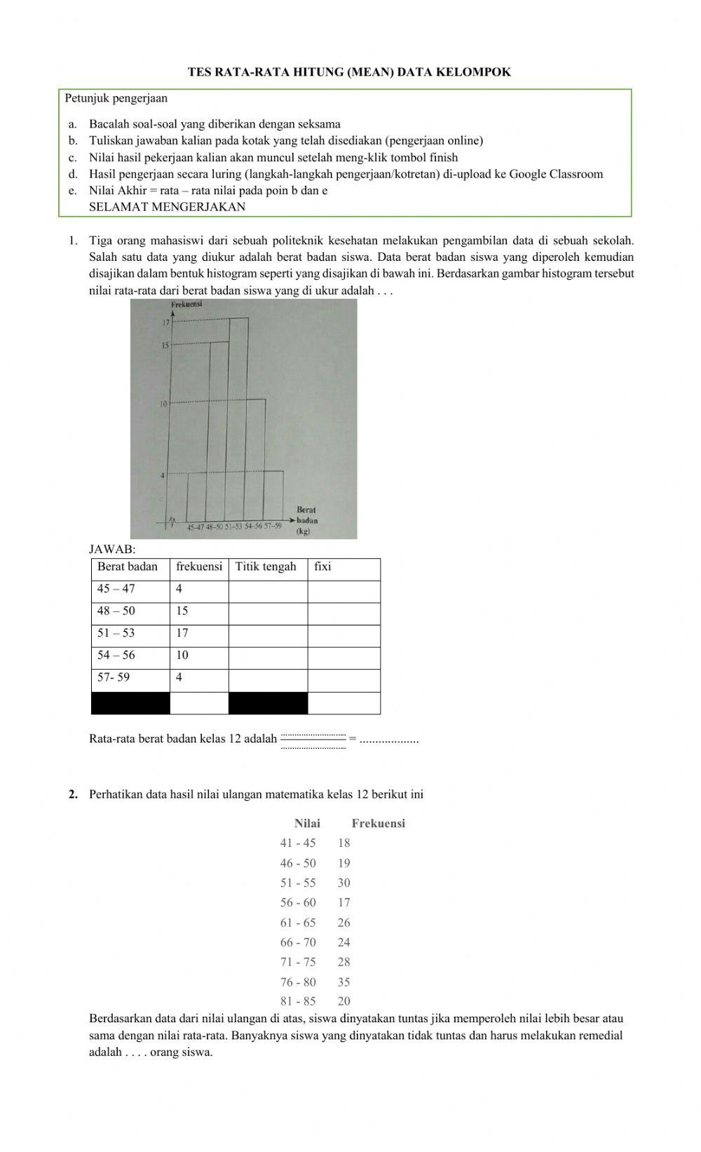 Evaluasi materi mean