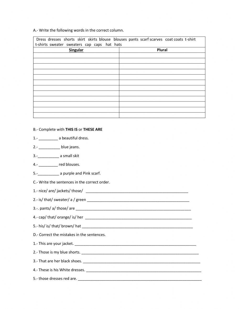 This that these those clothes