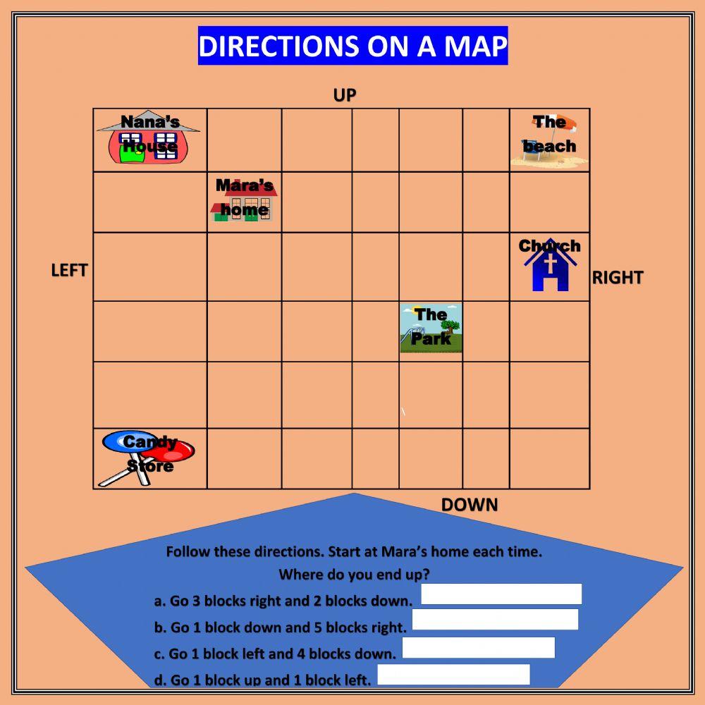 Directions on a map online exercise for | Live Worksheets