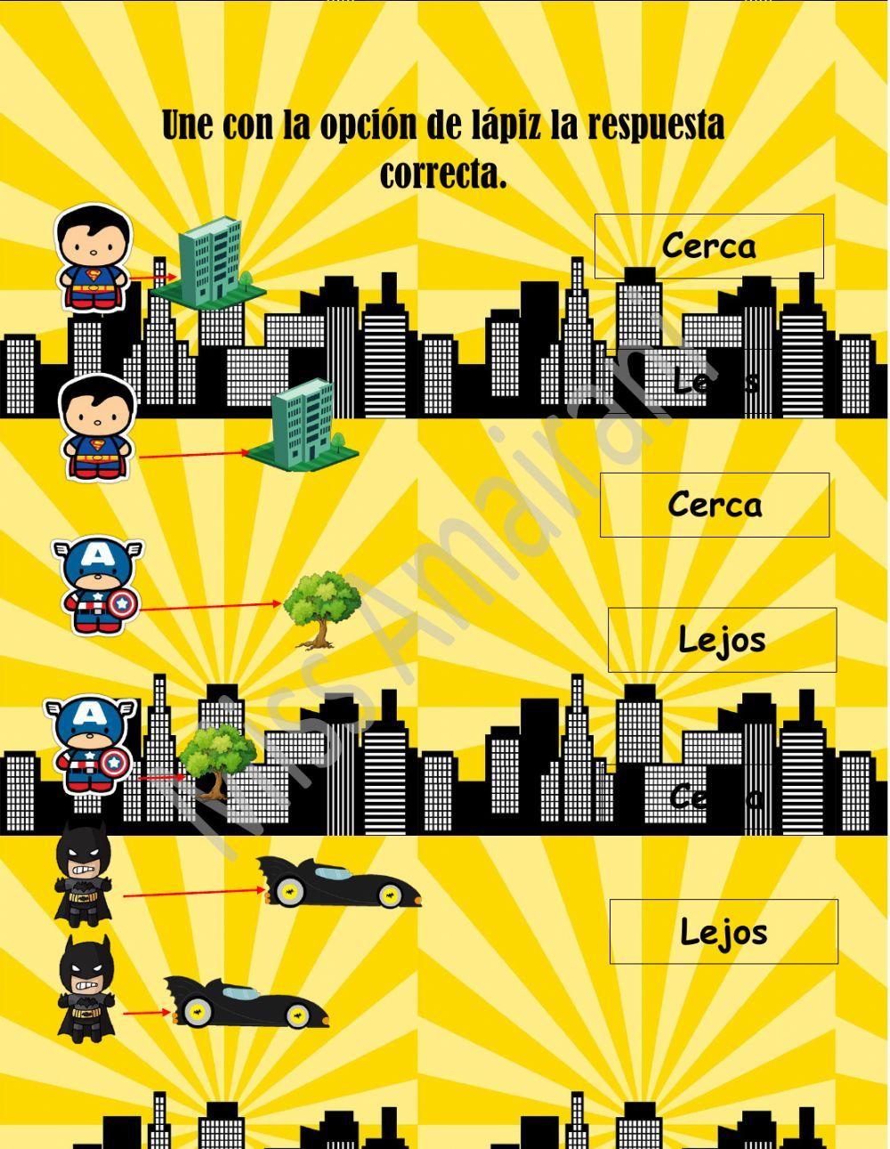 Cerca y lejos preescolar