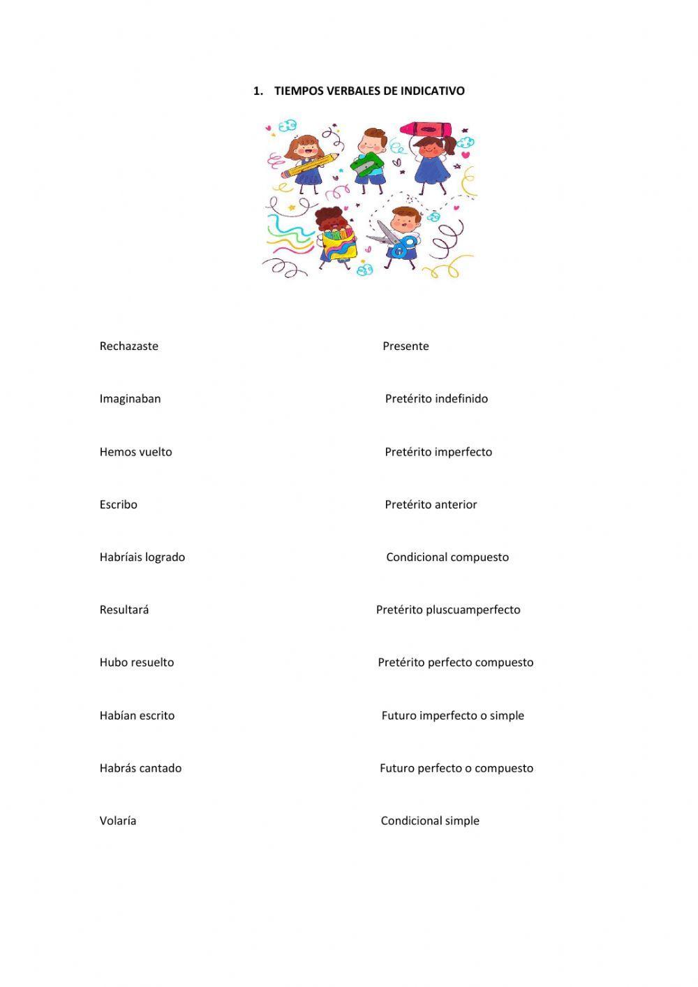 Verbos en indicativo worksheet Live Worksheets