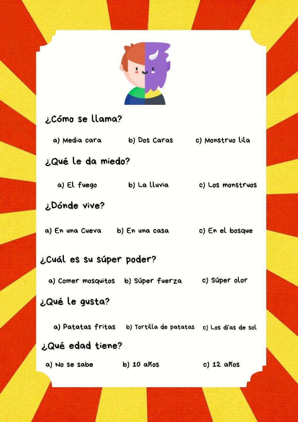 Lectura comprensiva Dos caras