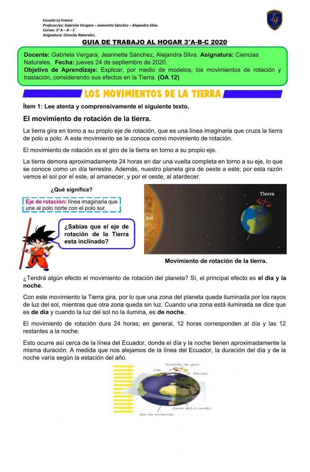 Movimientos de rotación de la tierra