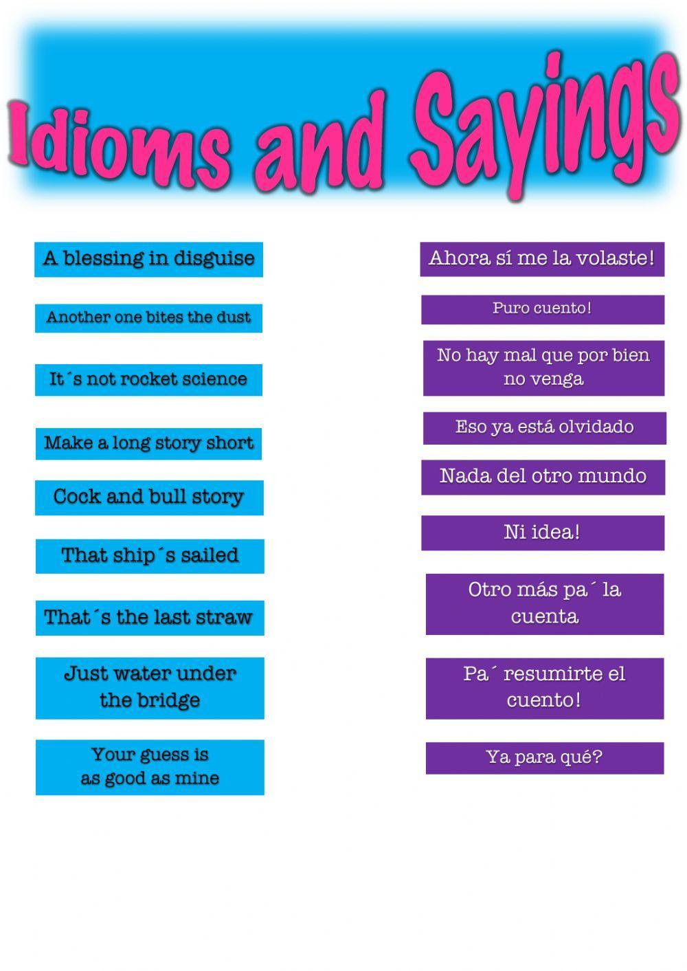 Idioms and Sayings