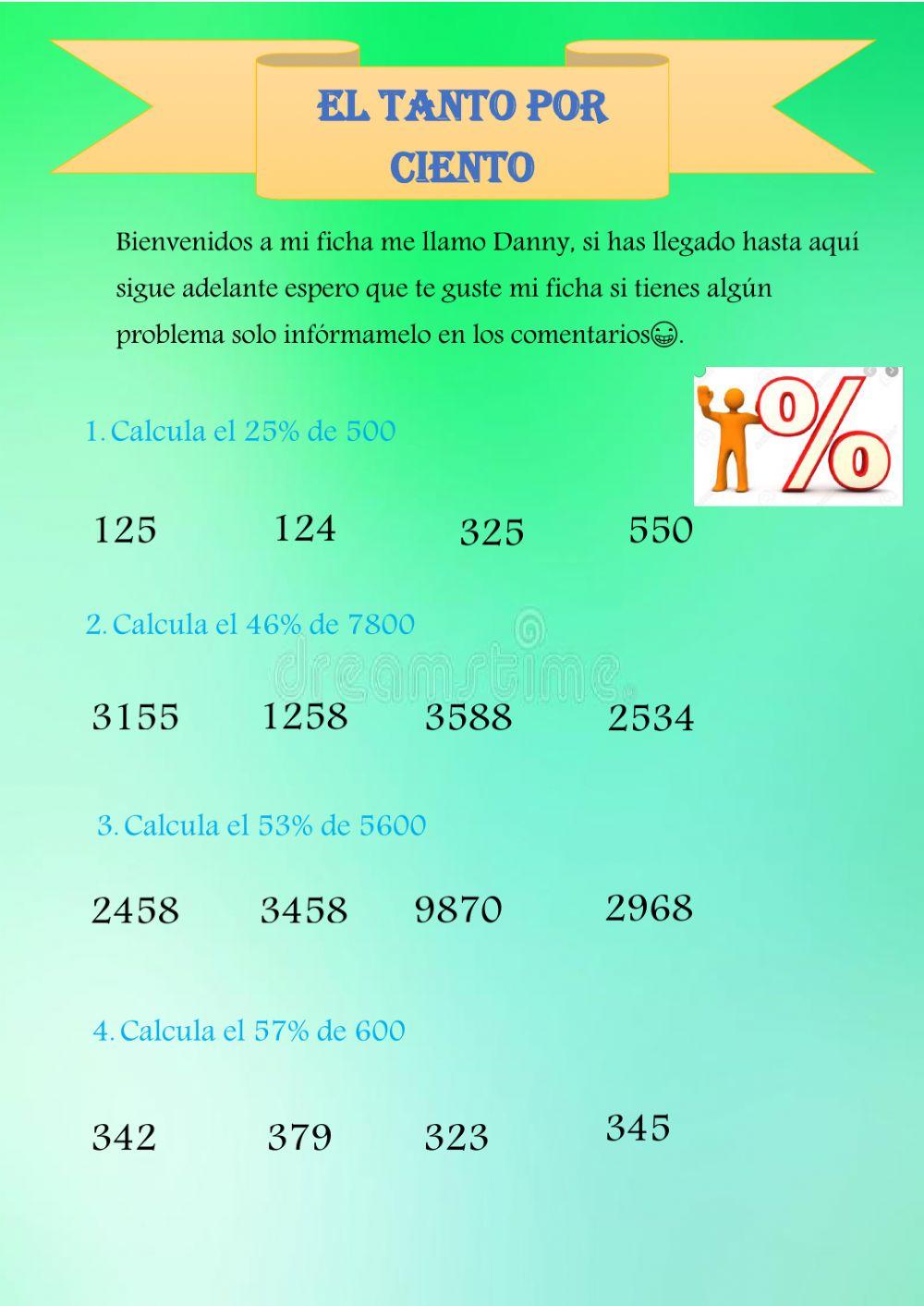 El tanto por ciento El tanto por ciento