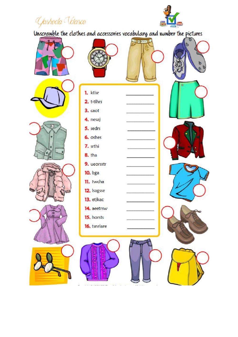 INGBT-3 clothes worksheet | Live Worksheets
