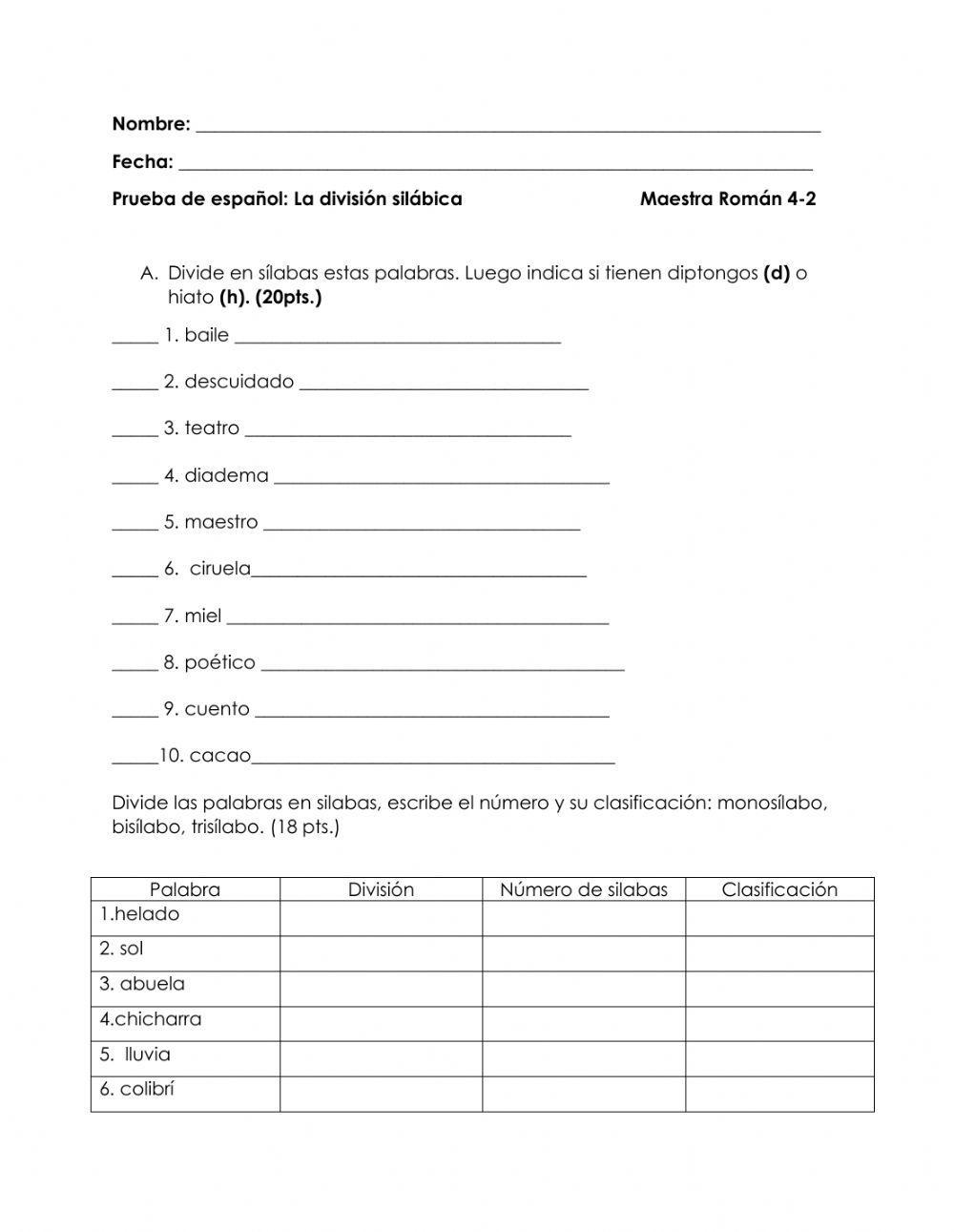 Prueba de espanol -!