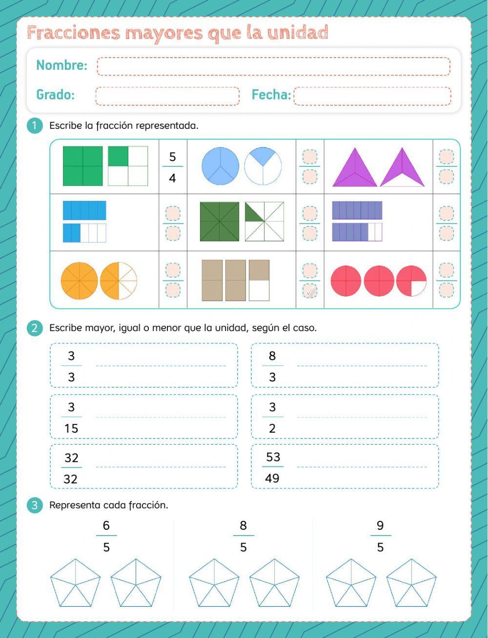 Fracciones mayores que la unidad