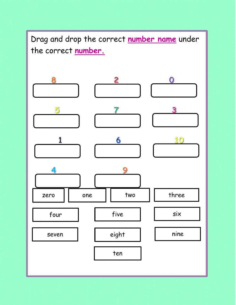 Matching numbers and number names