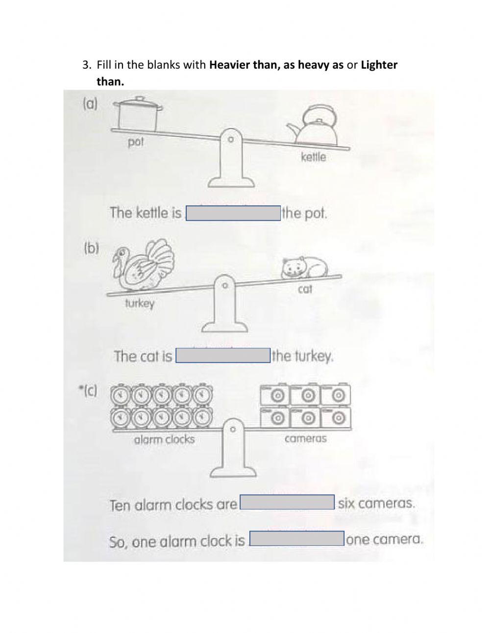 Heavy Light worksheet Live Worksheets