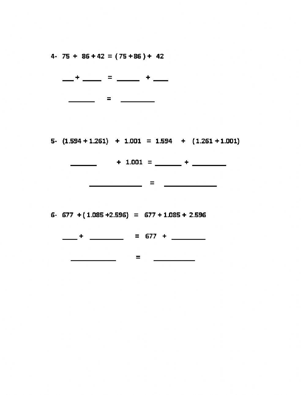 Propiedad asociativa en la suma