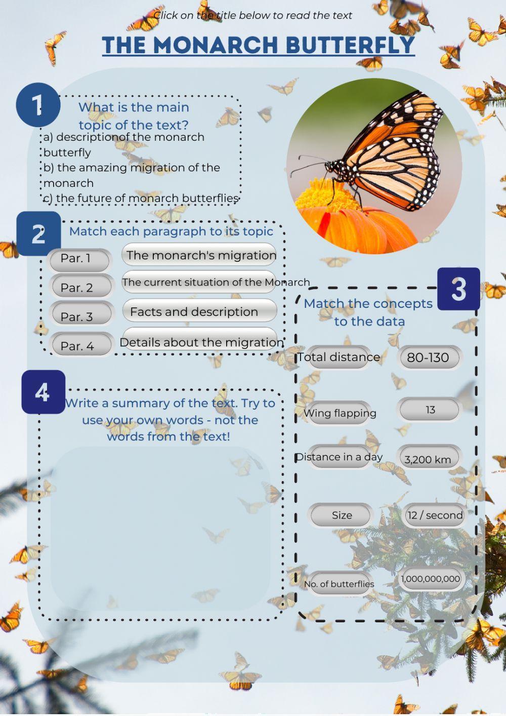 The monarch butterfly - Reading exercise