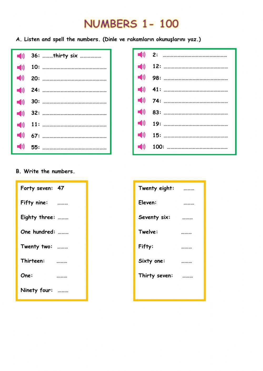 Numbers 1-100 Numbers 1-100