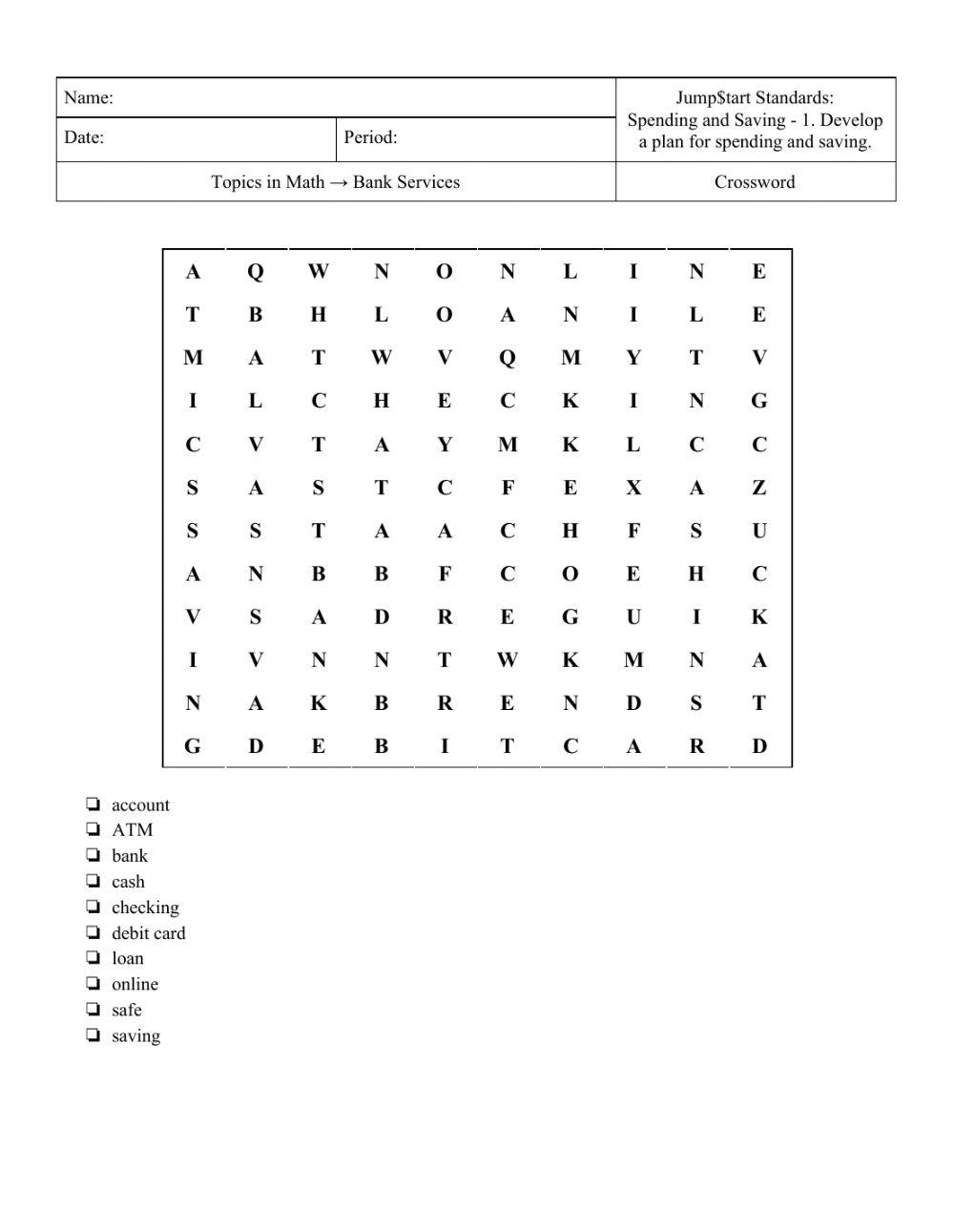 Amanda Lebo Bank Services Crossword 6069753