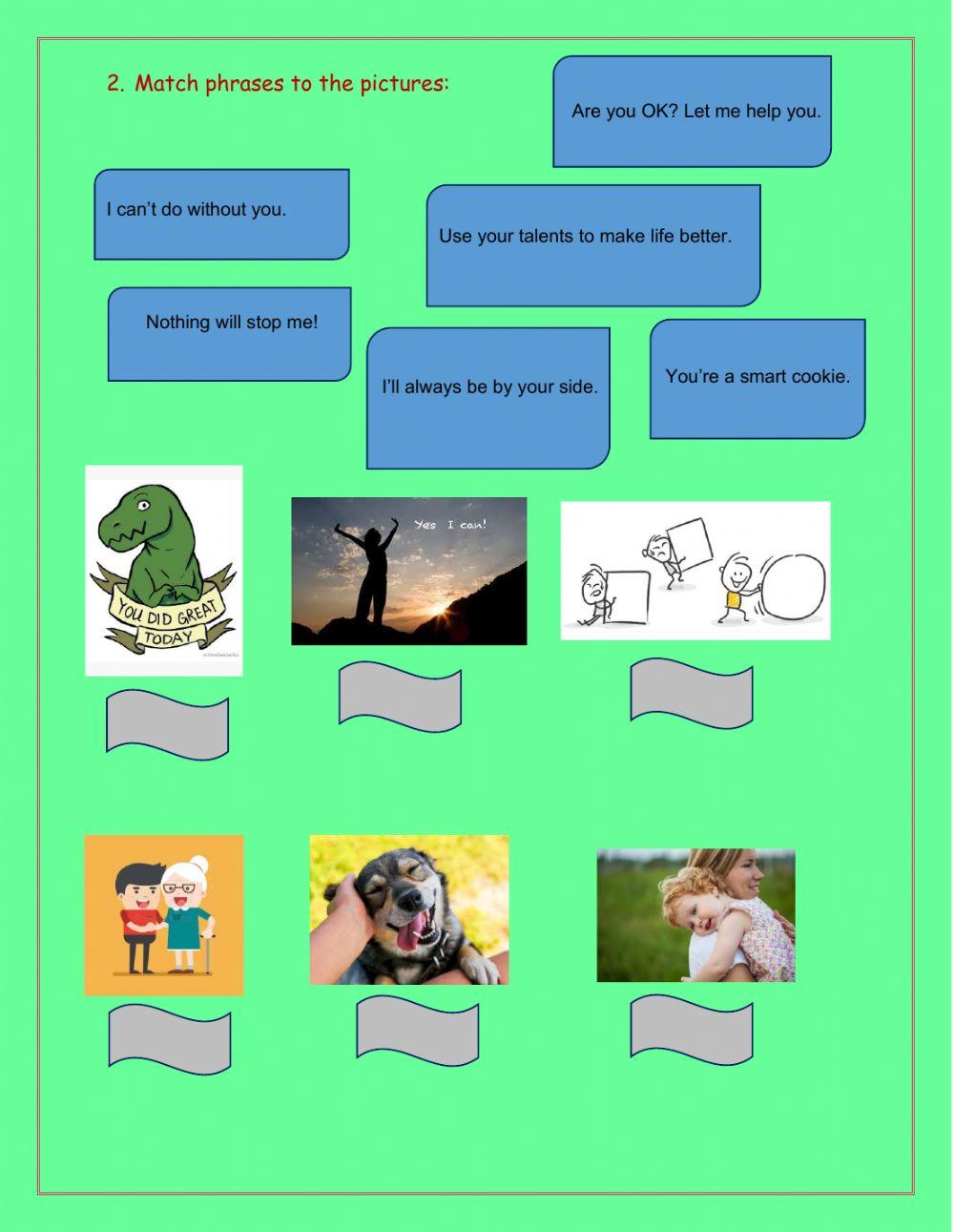 Friendship themed vocabulary