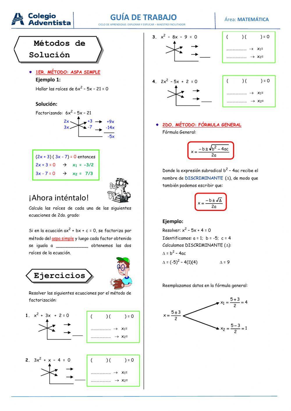 Ecuaciones cuadráticas