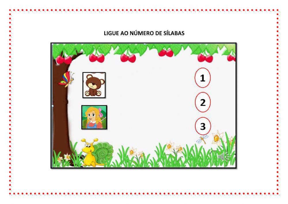 Leitura e número de sílabas tema Cachinhos Dourados