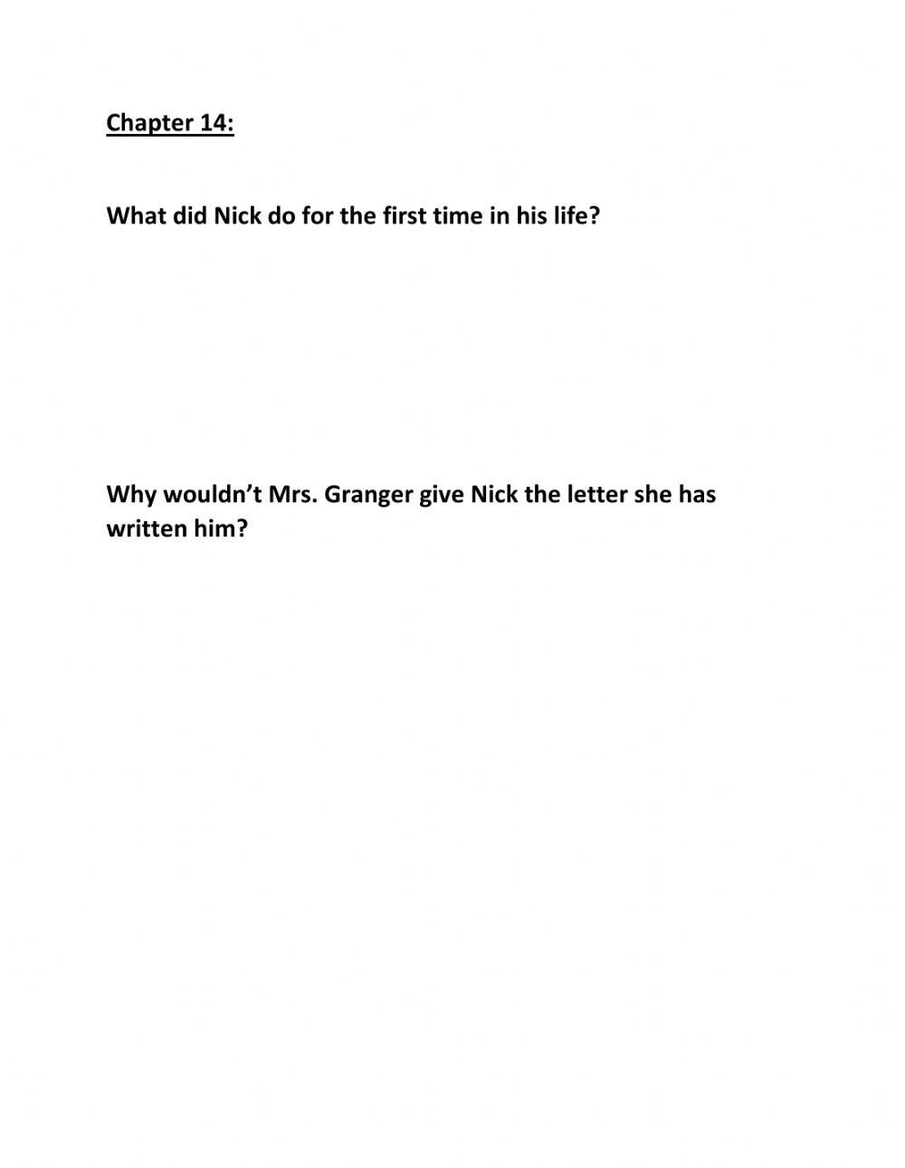 Frindle Story Questions And Answers Frindle Chapter Question