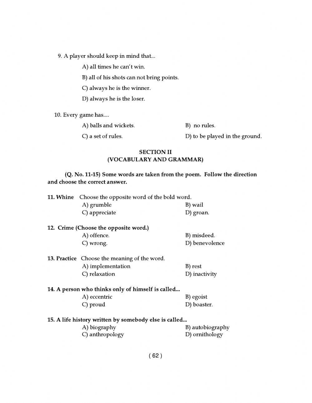 9 class level 2 worksheet 15