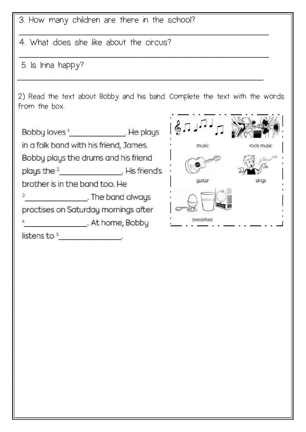 Reading exam 3rd Children