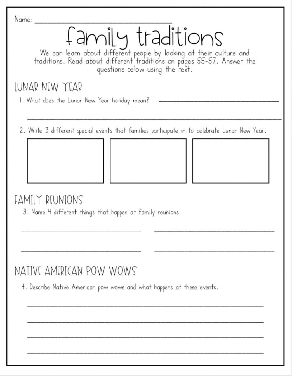 Family Traditions online exercise for Live Worksheets