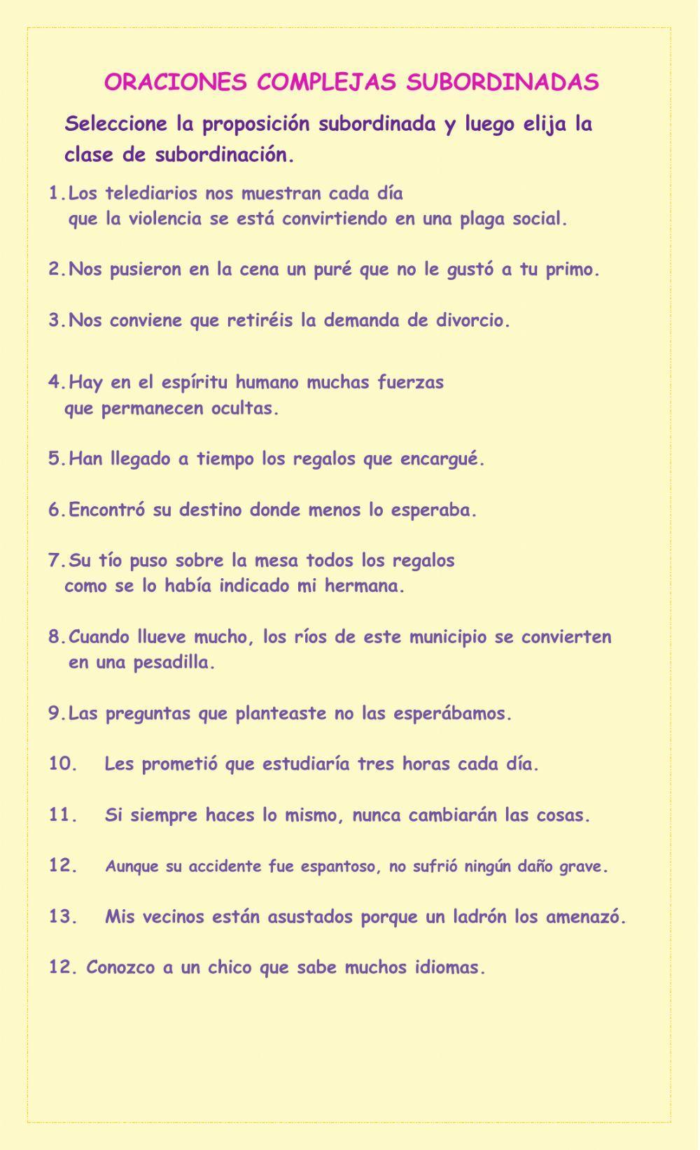 Oraciones subordinadas