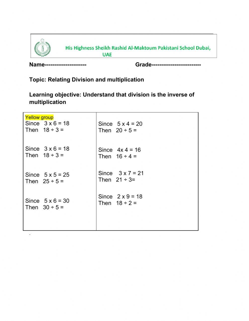 Division is the free interactive worksheets 383139