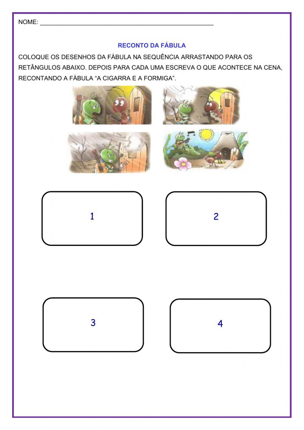 Reconto da fábula: -a cigarra e a formiga-