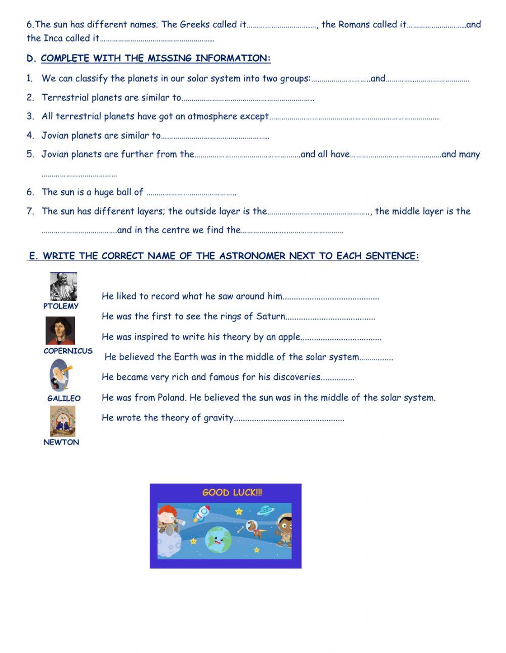 Solar system final challenge