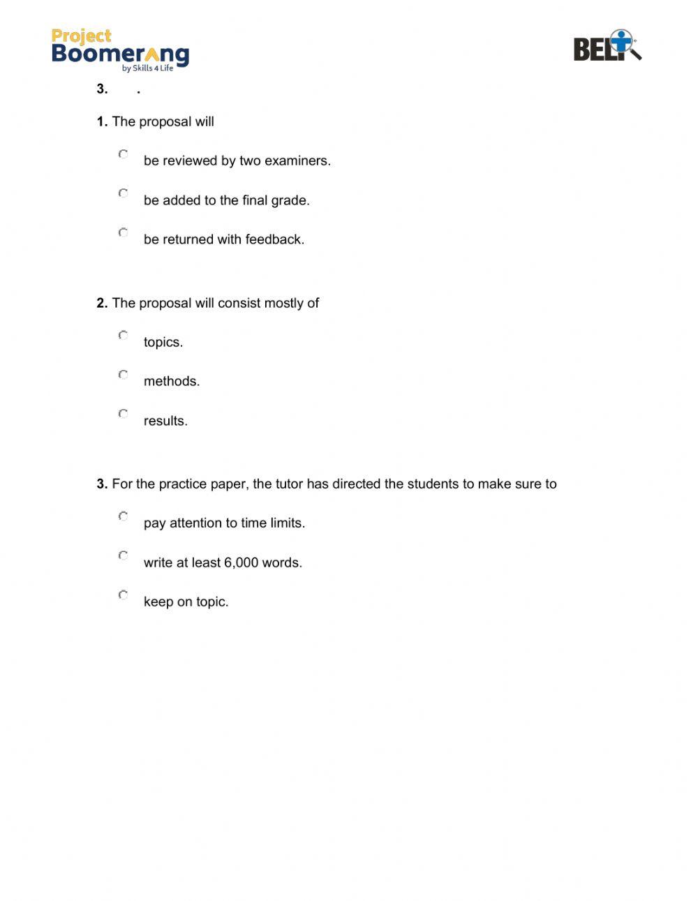 BELT Listening Comprehension Practice Part I