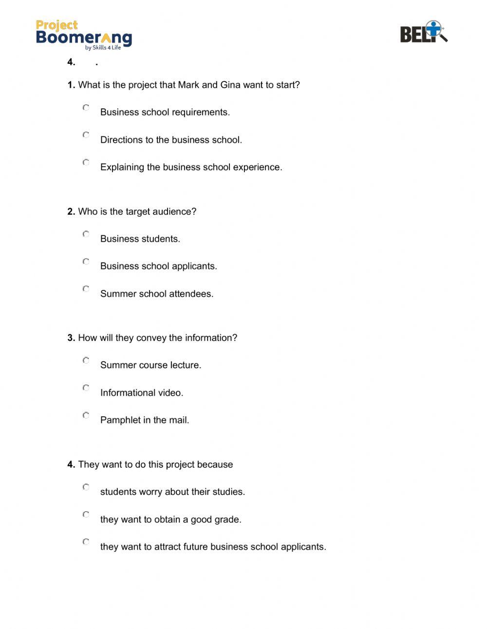 BELT Listening Comprehension Practice Part I