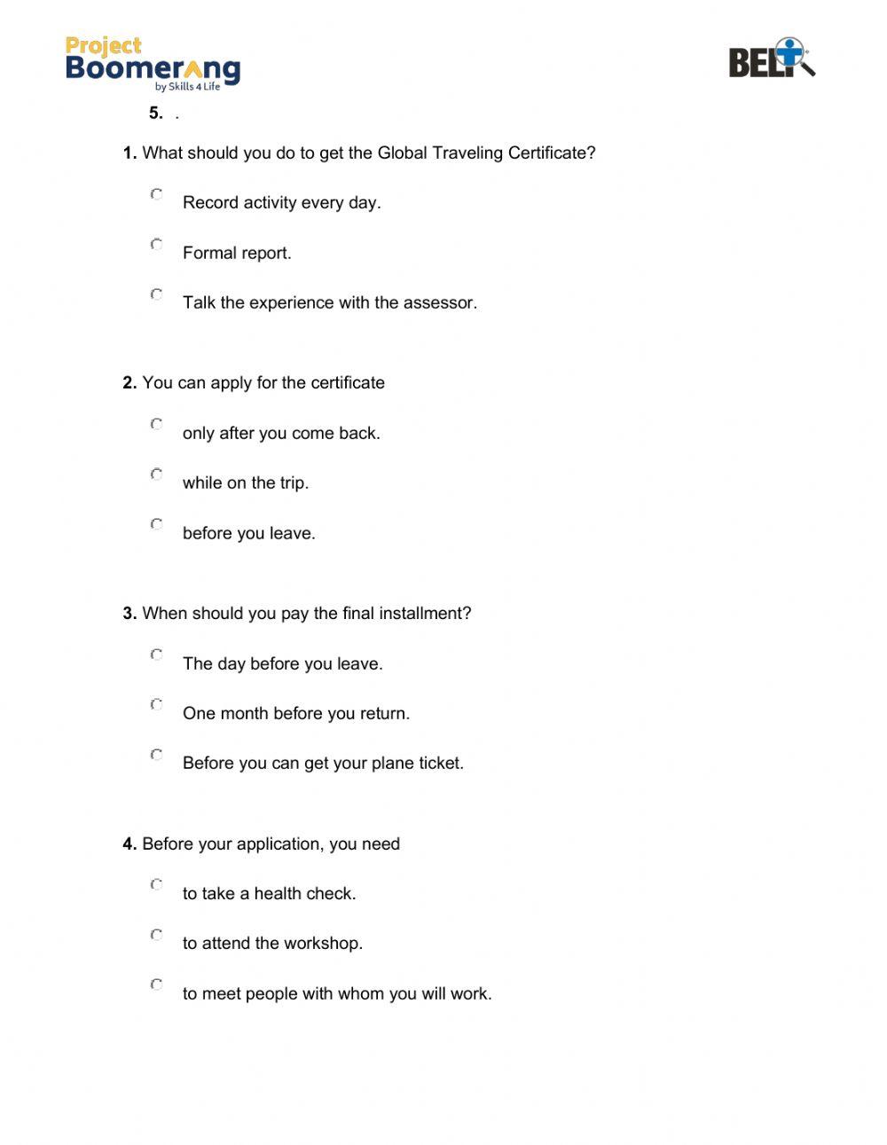 BELT Listening Comprehension Practice Part I