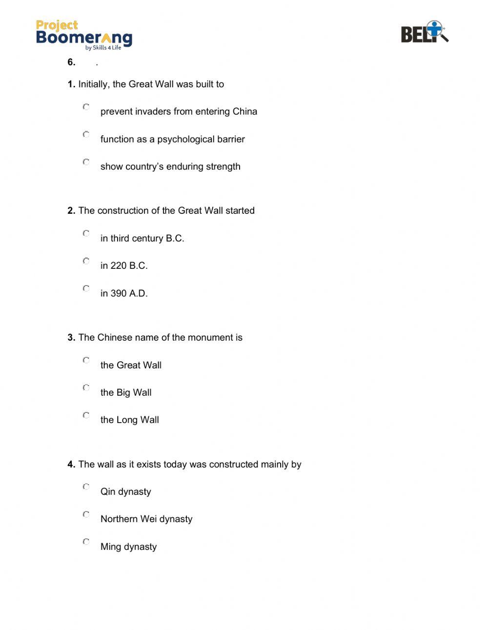 BELT Listening Comprehension Practice Part I