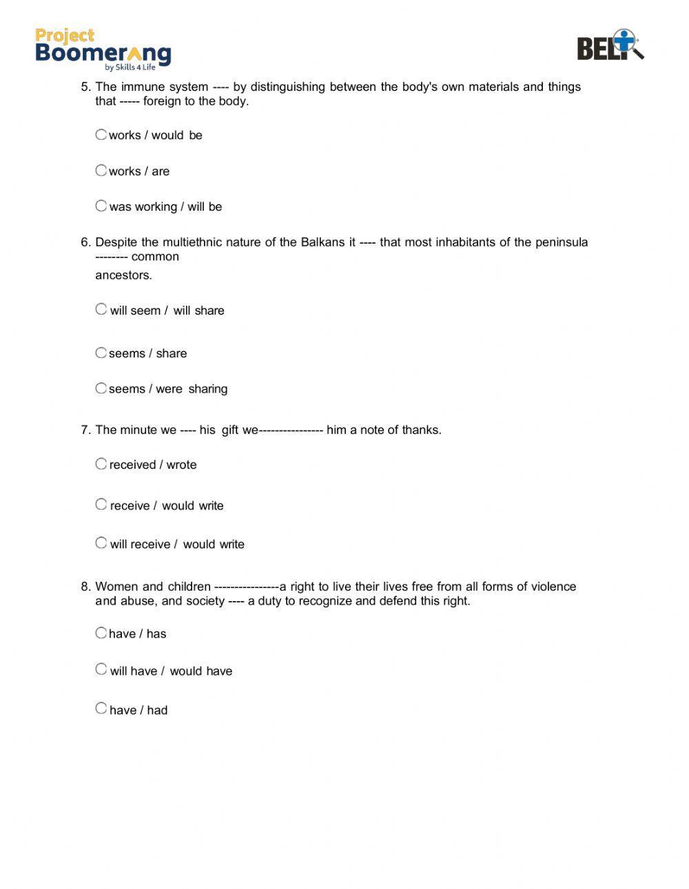 BELT Grammar Practice