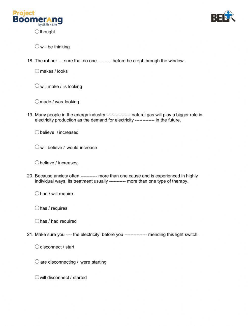 BELT Grammar Practice