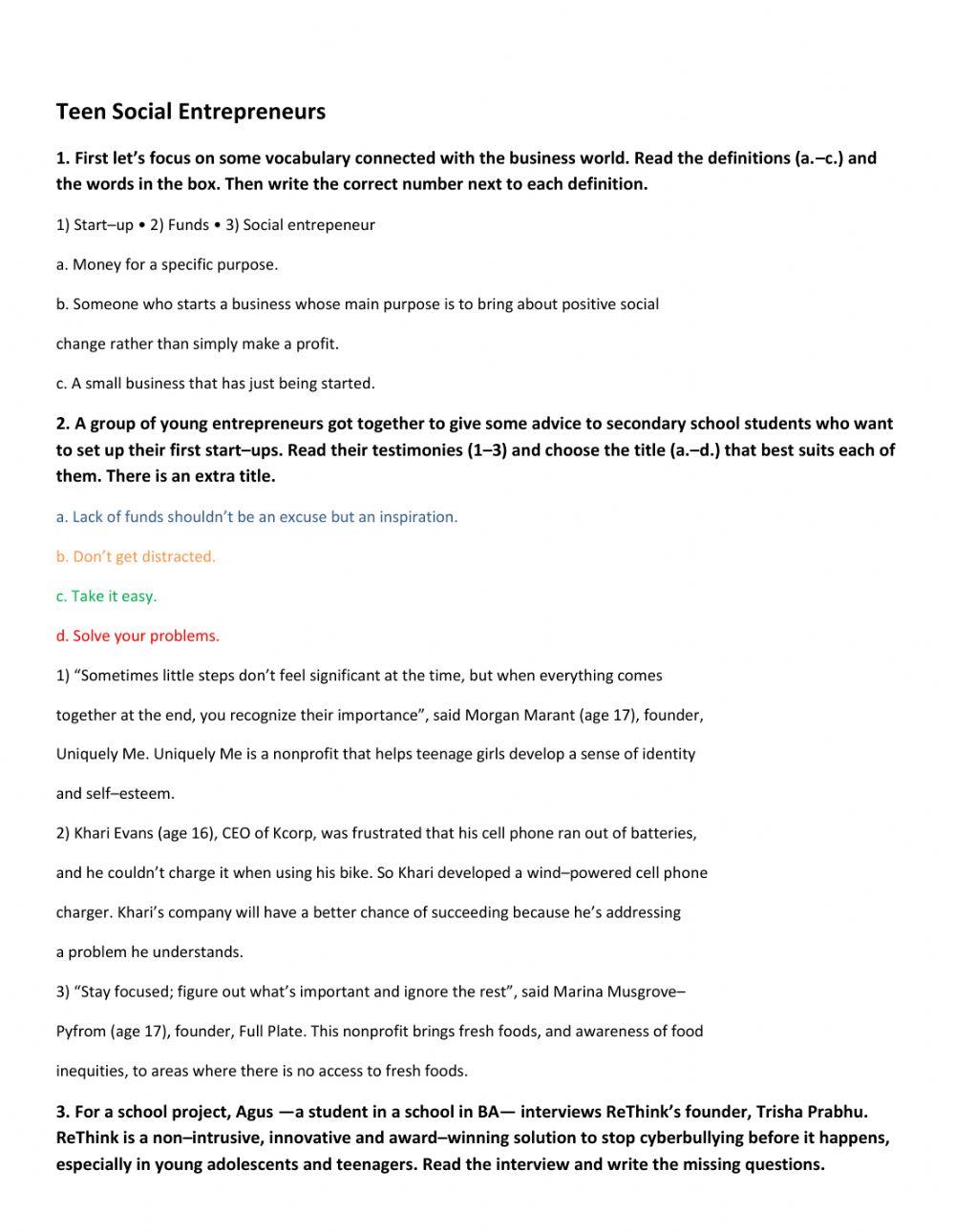 Teen Social Entrepreneurs