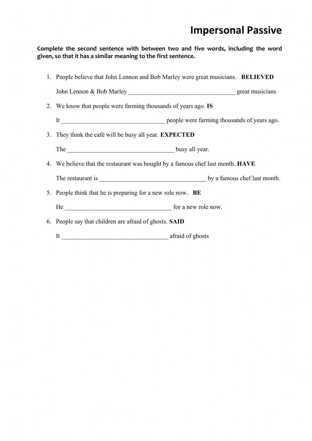 Impersonal Passive - Sentence Trasformation