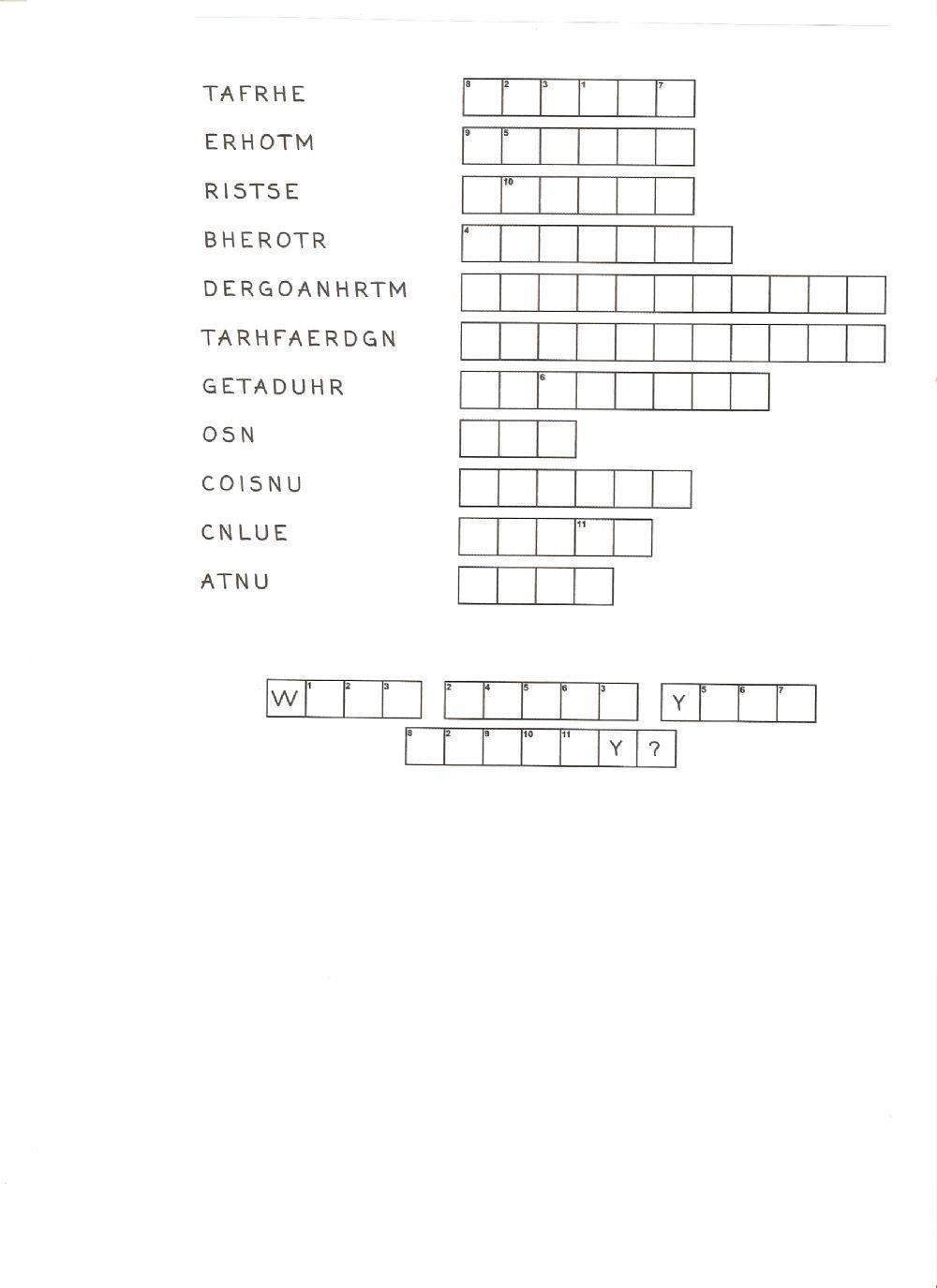 Unscramble. Family members