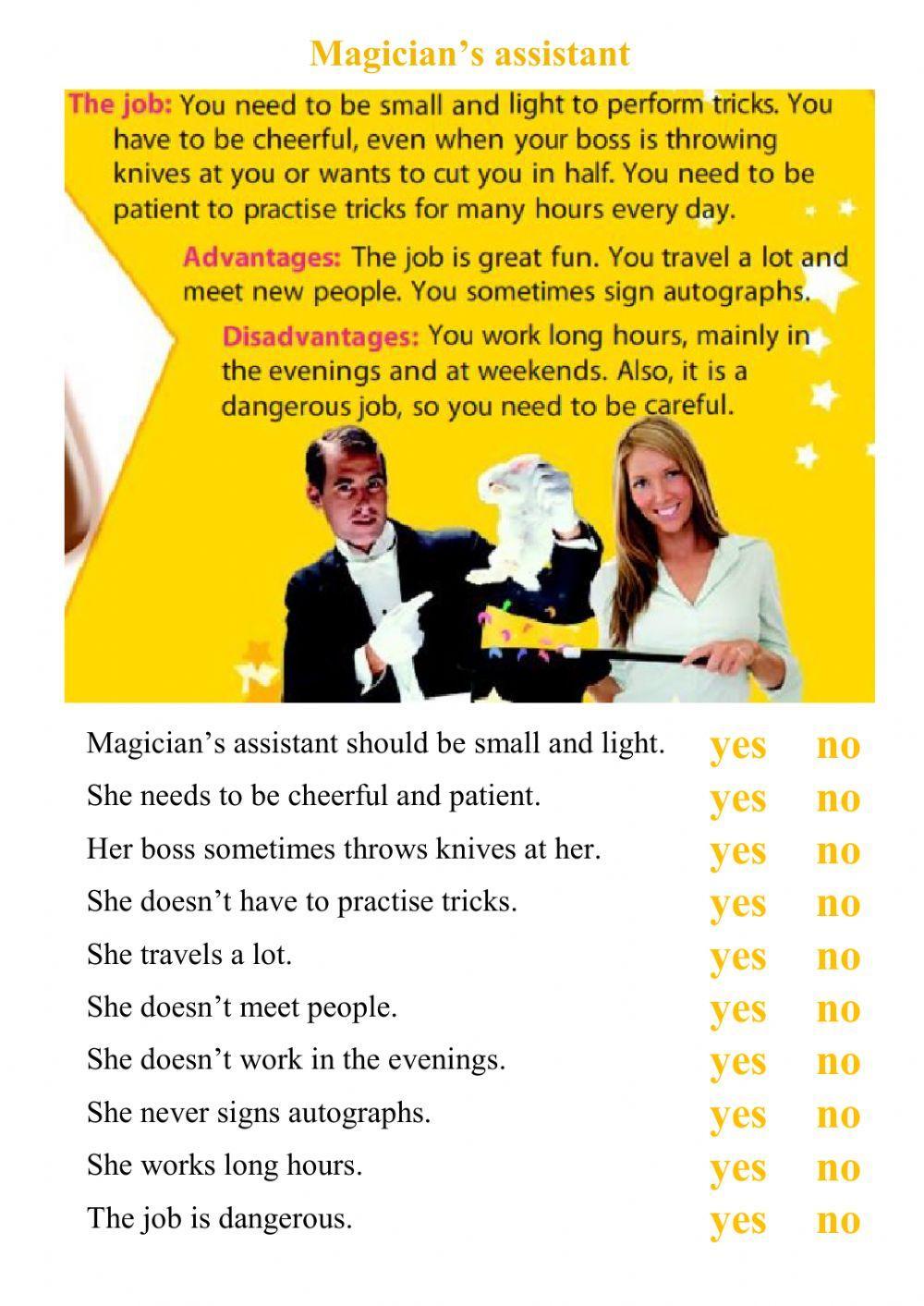 Magician's assistant - reading