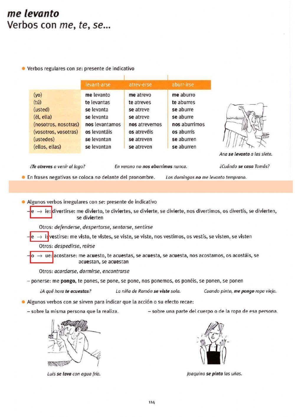 Presente de indicativo. Verbos pronominales