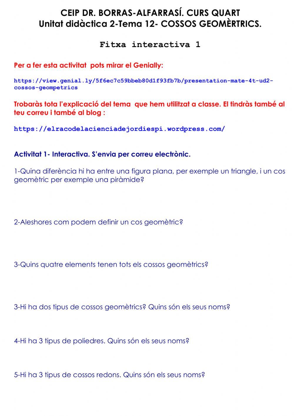 Cossos Geomètrics. Característiques, elements i tupus