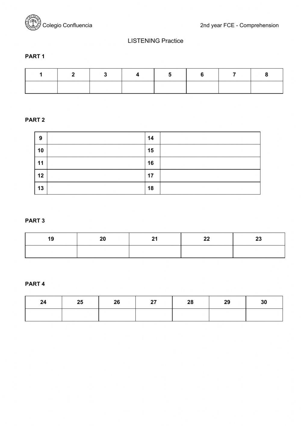 Listening Comprehension September, 29th