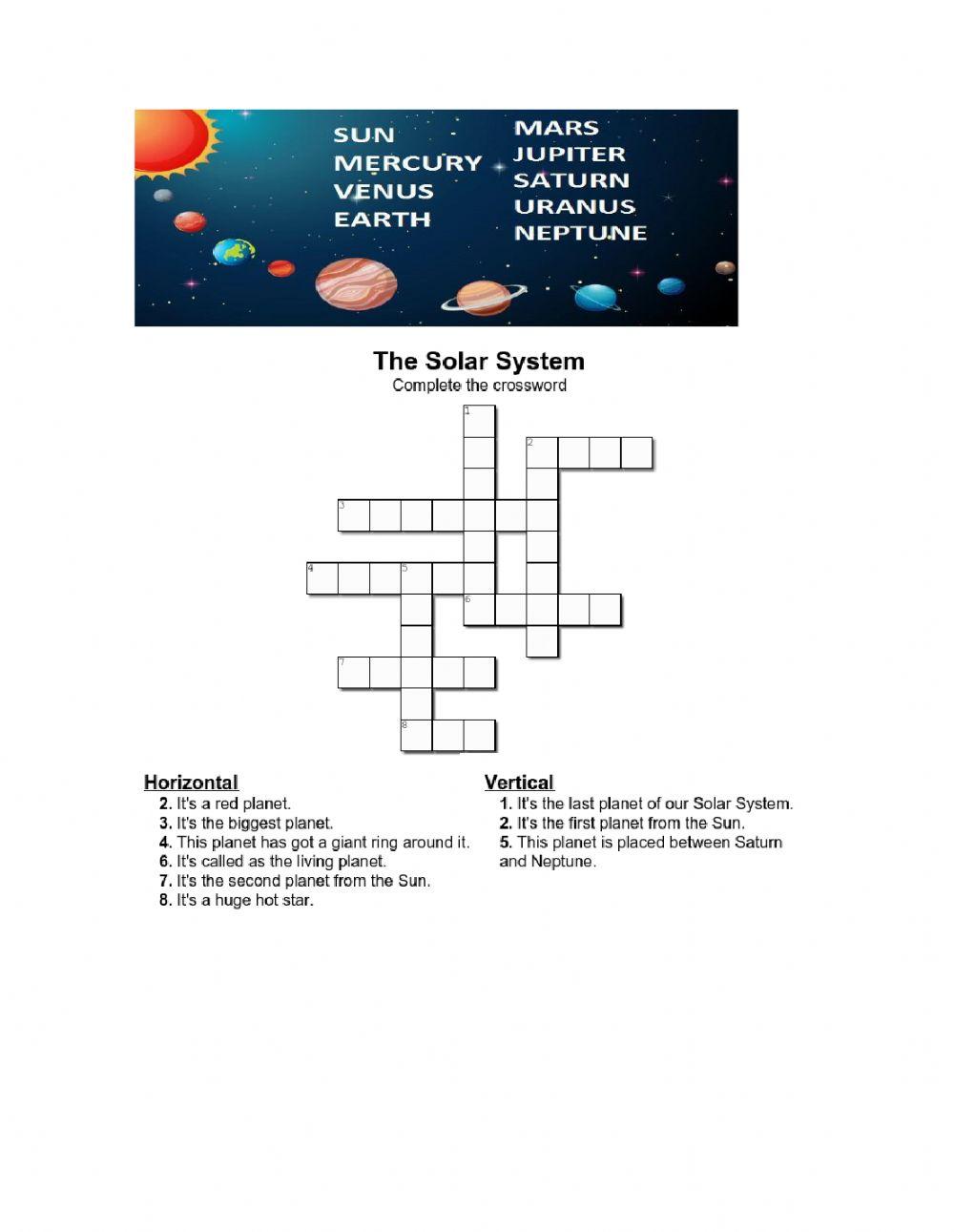 The Solar System Crossword online exercise for Live Worksheets