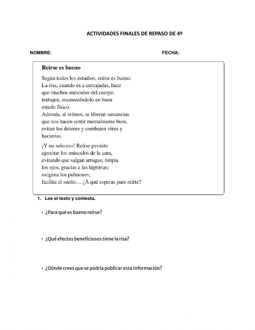 Lengua. Repasando 4º