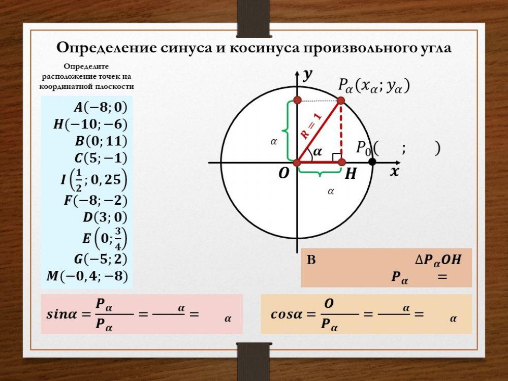 Определение sin и cos произвольного угла1
