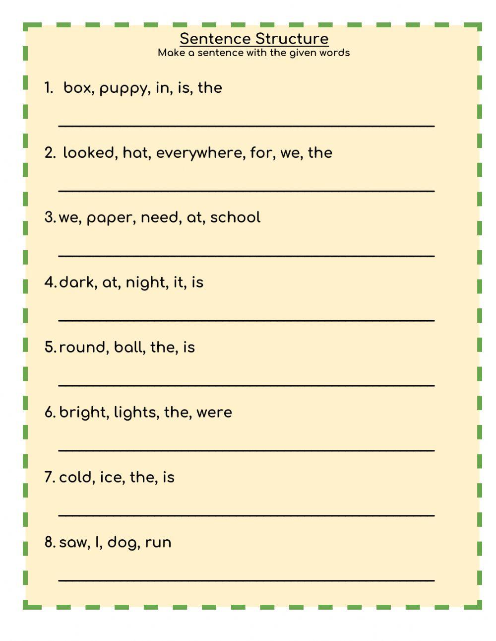 Sentence Structure interactive exercise | Live Worksheets