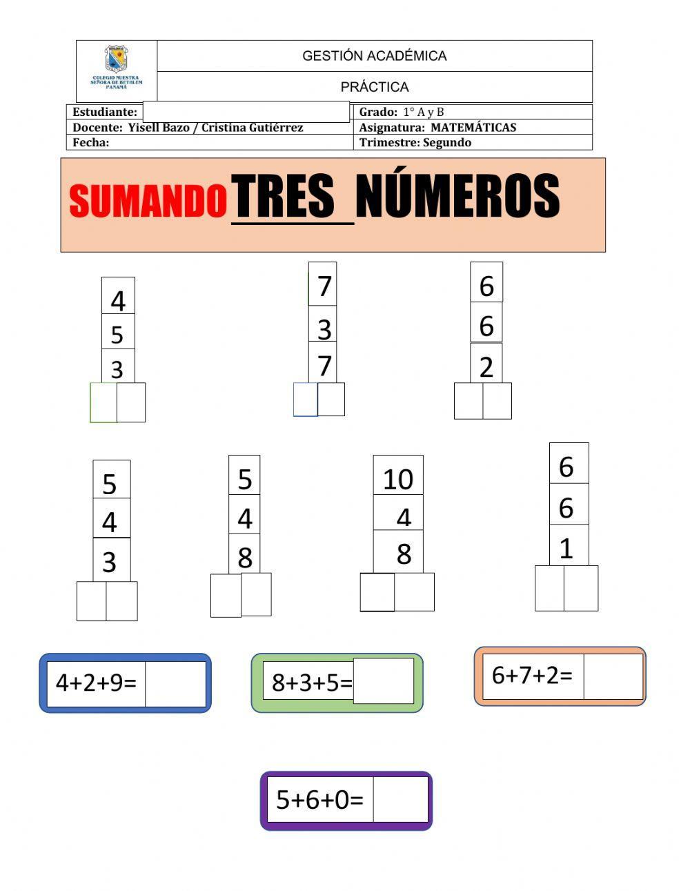 Sumar con tres números